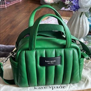 kate spade green quilted crossbody satchel